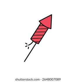 Ícone de foguete vermelho de fogo mínimo