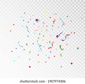 Festive vector illustration with confetti isolated on white background
