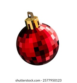 A festive vector illustration of a red Christmas toy ball with a glossy surface, perfect for holiday designs, greeting cards, and seasonal decorations.