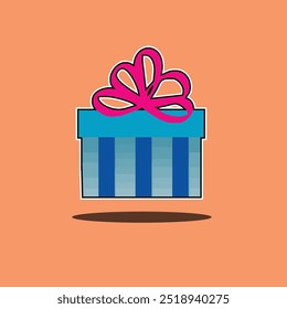 Festive vector illustration of a special birthday gift, wrapped in colorful paper with a big, cheerful bow. Perfect for birthday cards, party invitations, or celebratory designs. Ideal for microstock 