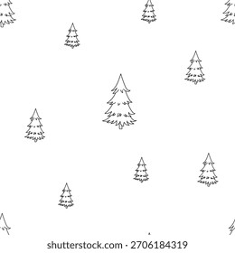 Festive vector pattern with Christmas trees on a light canvas, perfect for classic holiday wrapping paper and stationery.