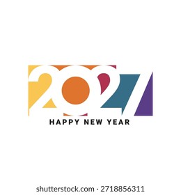 Vector festivo fijado para el año Nuevo 2027. Incluye fuegos artificiales vibrantes sobre fondos oscuros y carteles geométricos rojos minimalistas. Ideal para tarjetas de vacaciones, Anuncios corporativos e invitaciones.