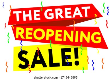 Festive vector sign with the inscription "Great reopening. Sale"