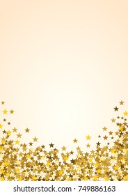 Festive vertical Christmas background with copy space. Golden stars on white