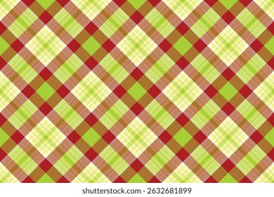 Festive, vibrant plaid pattern with classic tartan design. Red, green yellow create a warm, inviting backdrop. Ideal for textiles, crafts, and holiday themes.