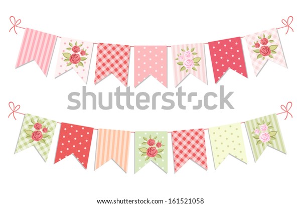 Festive Vintage Garlands Roses Shabby Chic Stock Vector Royalty Free 161521058