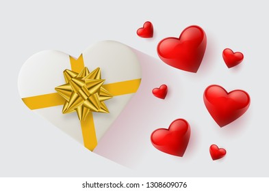 Festive wallpaper decorated with hearts and gifts. Vector illustration