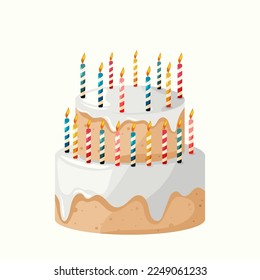 Festive wedding or anniversary cake flat icon. Vector birthday symbol illustration.