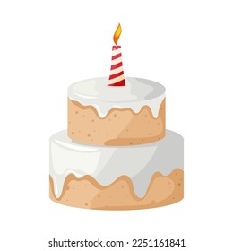 Festive wedding or anniversary two-story cake flat design. Vector birthday symbol illustration.
