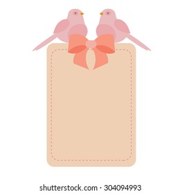 Festive wedding card with two doves in love. Vector