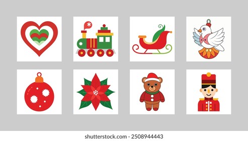 Festive Whimsical Christmas Ornaments - Colorful Vector Art Set.