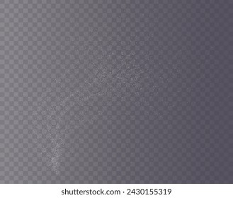 Festive white glowing dust png. Magical shimmering or flying cloud in glowing dust. Powder sugar explosion or splash png, falling flour, salt powder falling gently.