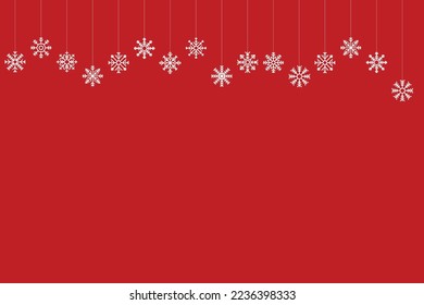 Borde de copos de nieve inmaculado en color blanco y festivo aislado sobre fondo rojo, diseño navideño para postal o tarjeta de felicitación. Ilustración vectorial, alegre navidad encabezado o banner de copo de nieve, fondo de pantalla o fondo