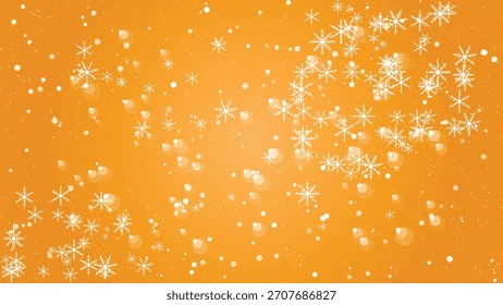 Festive white snowflake and bokeh overlay on vibrant orange background
