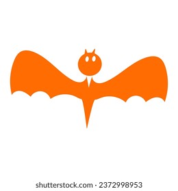 Festive winged bat flat icon. Holiday festive badge sticker. Decorative winged bat element for scrap booking, greeting card, party invitation. Color vector isolated on white background