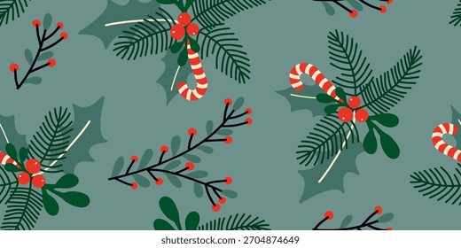 Diseño inconsútil botánico del invierno festivo