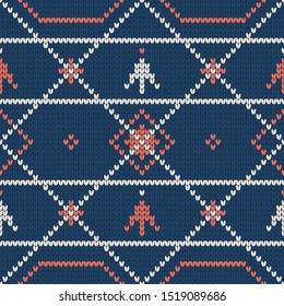 Festive Winter and Christmas Knitting Seamless Pattern