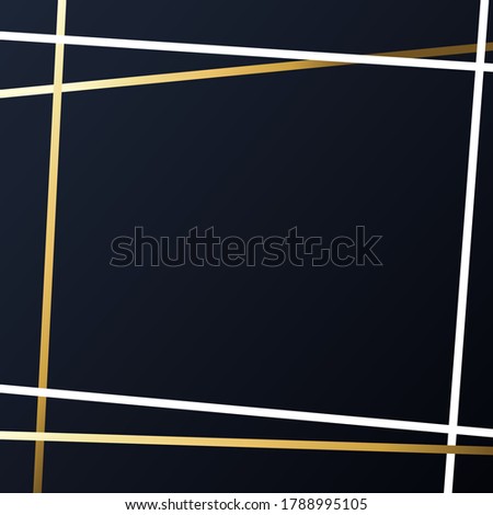 Festive winter dark background with frame of golden and white snowflakes and confetti for decoration, poster, banner, design, text, advert, new year, party, christmas, celebration, gift tag