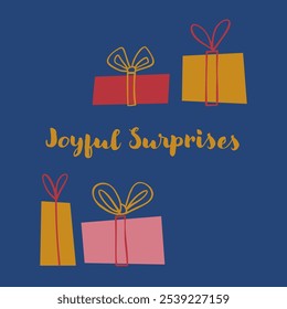 Festive Winter Gifts and Holiday Presents with Ribbons and Warm Winter Colors. Perfect for Christmas, New Year, and Seasonal Celebrations.