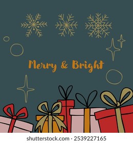 Festive Winter Gifts and Holiday Presents with Ribbons and Warm Winter Colors. Perfect for Christmas, New Year, and Seasonal Celebrations.