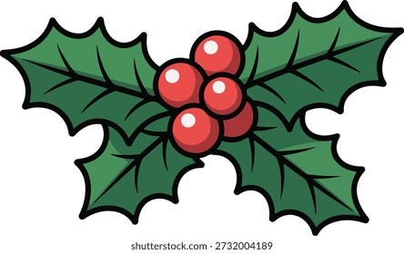 Festliche Winter Holly Sprig Clip Art