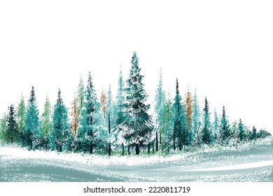 Festive winter landscape christmas trees beautiful holiday card background