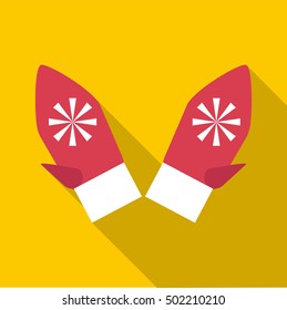 Festive winter mittens icon. Flat illustration of festive winter mittens vector icon for web
