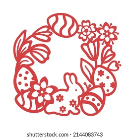 Festive wreath template for cutting and sublimation. Happy easter.
