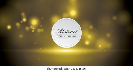 Festive yellow luminous background with yellow lights blurred bokeh.