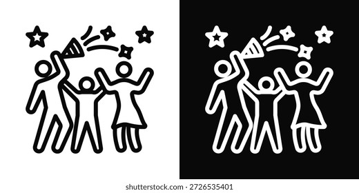Estilo de fondo blanco y negro del icono de la fiesta