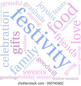 Festivity word cloud on a white background. 