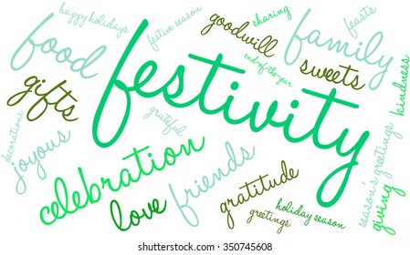 Festivity word cloud on a white background. 