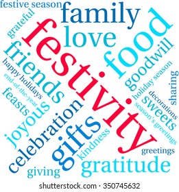 Festivity word cloud on a white background. 