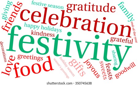 Festivity word cloud on a white background. 