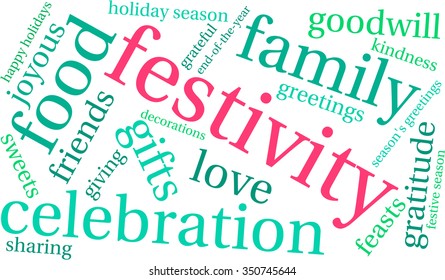 Festivity word cloud on a white background. 