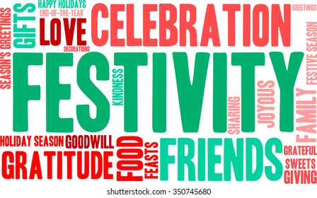 Festivity word cloud on a white background. 
