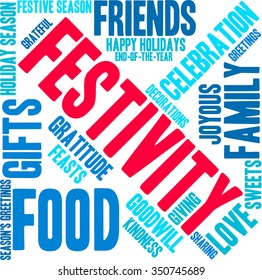Festivity word cloud on a white background. 