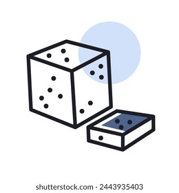 Icono de vector de cubos de queso feta. Signo de producto lácteo. Símbolo gráfico para cocinar diseño de sitios web y aplicaciones, logotipo, aplicación, UI