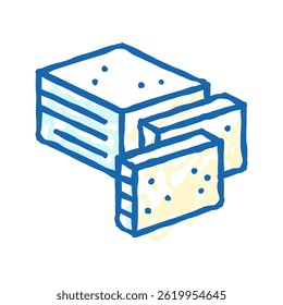 feta cheese food slice doodle icon sketch vector. feta cheese food slice sign. isolated symbol illustration