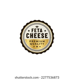 Feta cheese label or Feta cheese Stamp vector isolated in flat style. Feta cheese sign for packaging design element. Feta cheese stamp for product packaging design element.