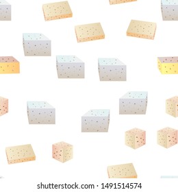Feta, Cow Dairy Product Vector Seamless Pattern Curd Product Flat Illustration