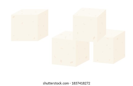 Feta soft sheep cheese isolated on white background. Greek traditional food cartoon flat style vector illustration. Fresh diary product.