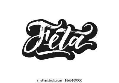Feta. Vector organic food calligraphy. Vintage lettering design.
