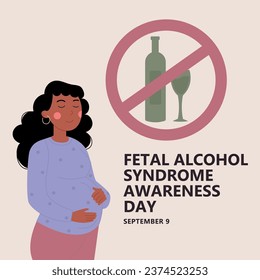 Fetal Alcohol Syndrome Awareness Day. Pregnant African American woman