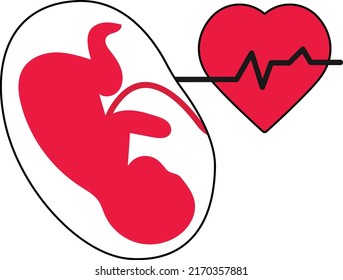 Fetal Heart Monitoring or Pregnant women Ultra Sound Vector Icon Design, In vitro Fertilization Symbol, Pregnancy and obstetrician Sign, tube baby process stock illustration, Fetus heartbeat Concept