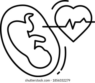 Fetal heartbeat Concept, Ultra Sound Vector Icon Design, In Vitro Fertilization Symbol on White Background, Pregnancy and obstetrician Sign,