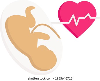 Fetal heartbeat Concept, Ultra Sound Vector Icon Design, In Vitro Fertilization Symbol on White Background, Pregnancy and obstetrician Sign, test tube baby procedure stock illustration