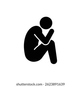 Fetal Position Black Icon in Side Profile