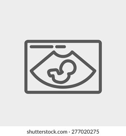 Fetal ultrasound icon thin line for web and mobile, modern minimalistic flat design. Vector dark grey icon on light grey background.