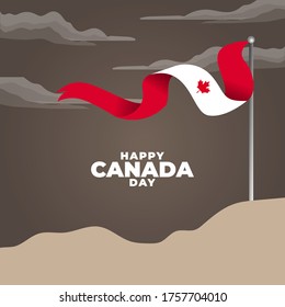 Fete du Canada (Translate: Canada day) is the Canada National Day and Republic Day, which is celebrated on July 1 each year. vector illustration